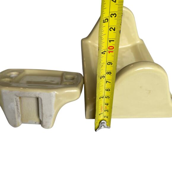 Vintage Porcelain Bathroom Fixtures Yellow Toothbrush Mount Toilet Paper MCM - Picture 15 of 16